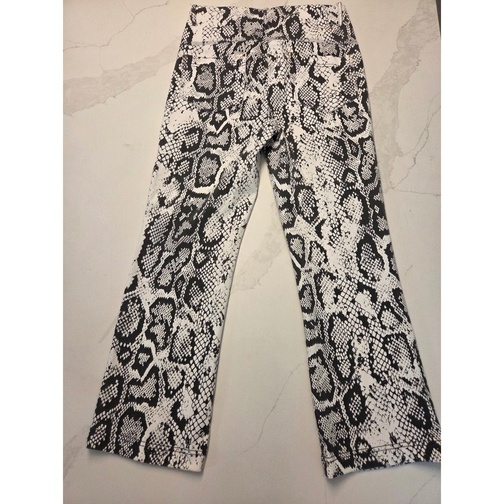 Lysse Snake Print Crop Pants Grey White Metallic Side Stripe Straight Leg 28 - Picture 6 of 10